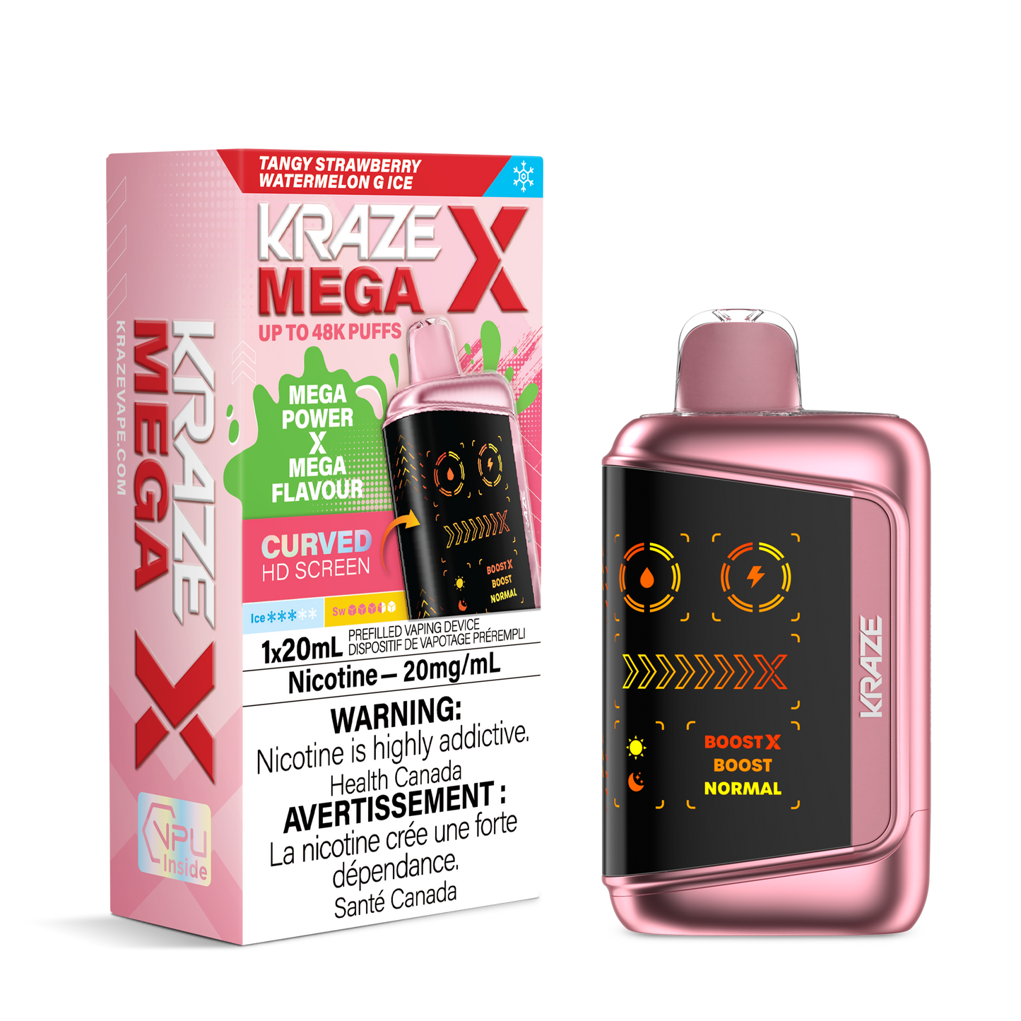 Kraze Mega X - Tangy Strawberry Watermelon G Ice 48K
